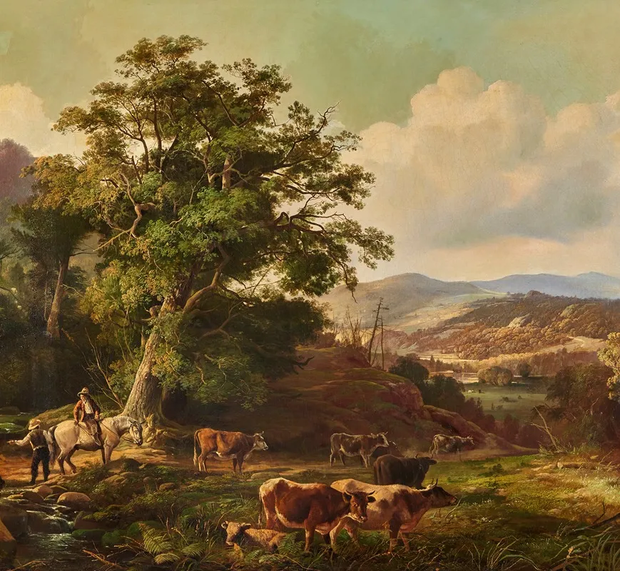 Extensive Landscape With Cattle Wall Art by Francis Daniel Devlan - High-Resolution Digital Print