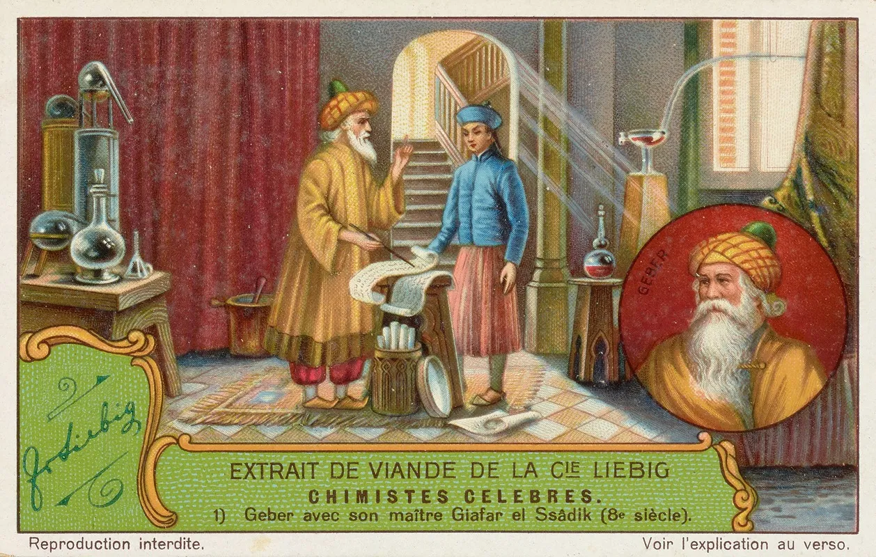 Extrait De Viande De La Cie Liebig Abu Musa Jabir Ibn Hayyan With His Teacher Giafar El Ssadik Wall Art by Liebig's Extract of Meat Company - High-Resolution Digital Print