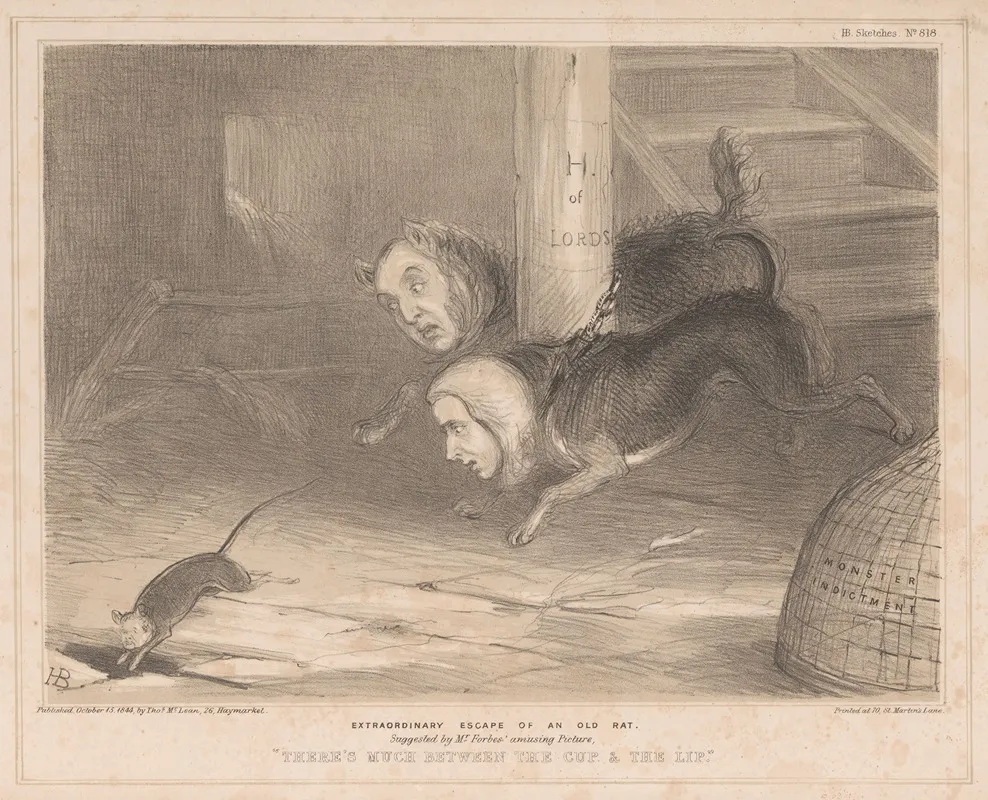 Extraordinary Escape Of An Old Rat Suggested By Mr Forbes Amusing Picture Theres Much Between The Cup The Lip Wall Art by John Doyle - High-Resolution Digital Print