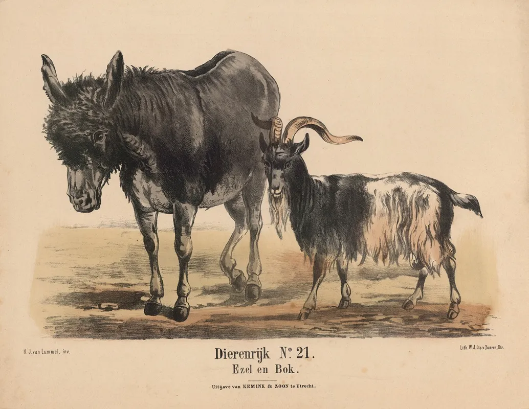 Ezel En Bok Wall Art by Hendrik Jan van Lummel - High-Resolution Digital Print