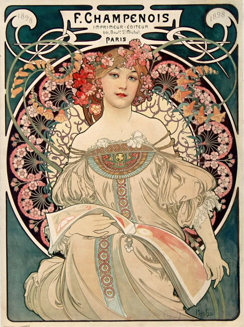 F Champenois Imprimeur Editeur Wall Art by Alphonse Mucha - High-Resolution Digital Print