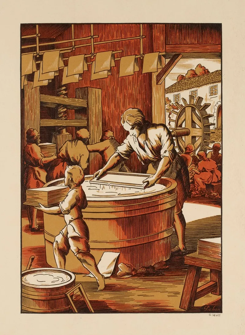 Fabrication De Papier Dans Un Atelier Wall Art by Pichon - High-Resolution Digital Print