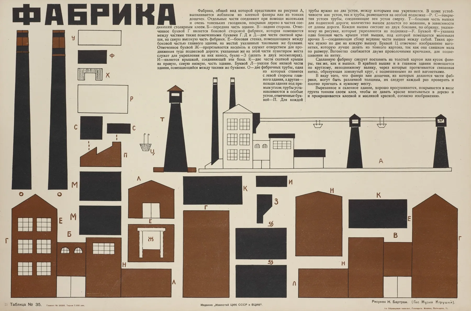 Fabrika Vyrezano Iz Plotnogo Kartonna Ris N Bartram Tablitsa No 35 Wall Art by I͡Akov Aleksandrovich Tugendkholʹd - High-Resolution Digital Print