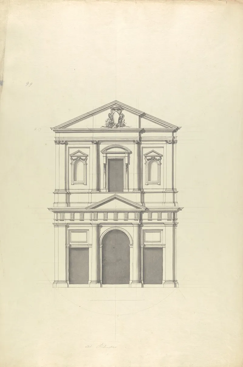 Facade Of A Baroque Church Probably The Facade That Bernini Added To Pichettis Chiesa Da Le Barberine In Rome In 1639