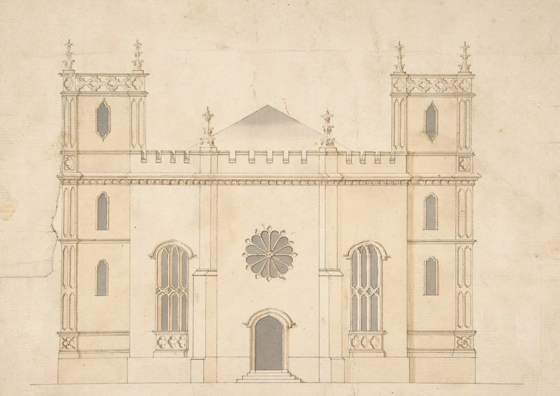 Facade Of A Gothic Revival Church Wall Art by Henry Keene - High-Resolution Digital Print