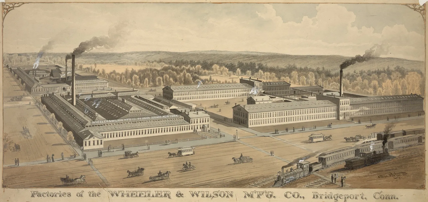 Factories Of The Wheeler Wilson Mfg Co Bridgeport Conn Wall Art by William Arnold Porter - High-Resolution Digital Print