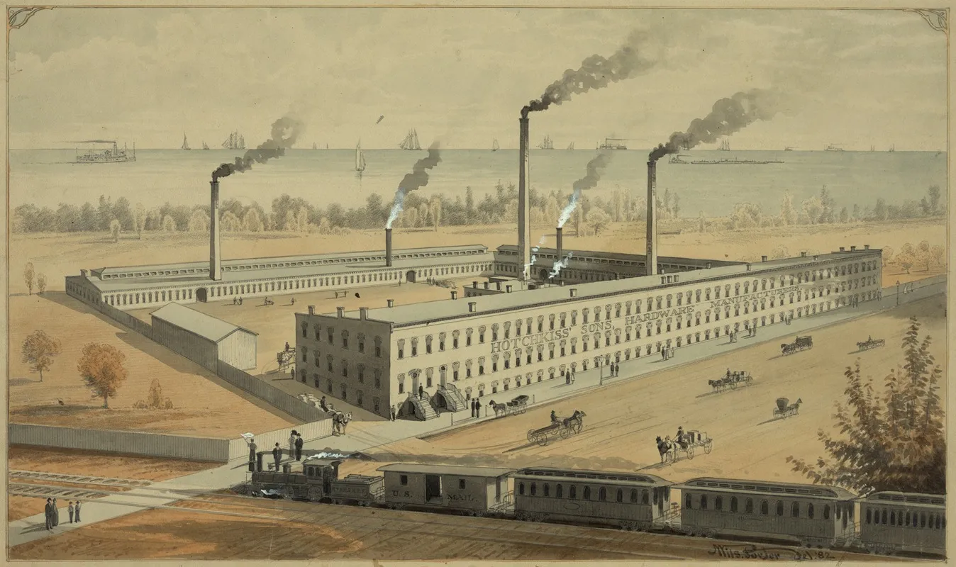 Factory Of Hotchkiss Sons Hardware Manufacturers Wall Art by William Arnold Porter - High-Resolution Digital Print