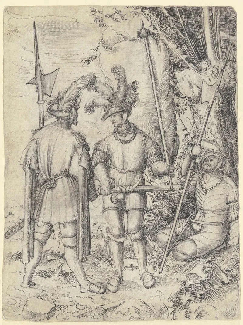 Fahnentrager Und Zwei Landsknechte Wall Art by Erhard Altdorfer - High-Resolution Digital Print