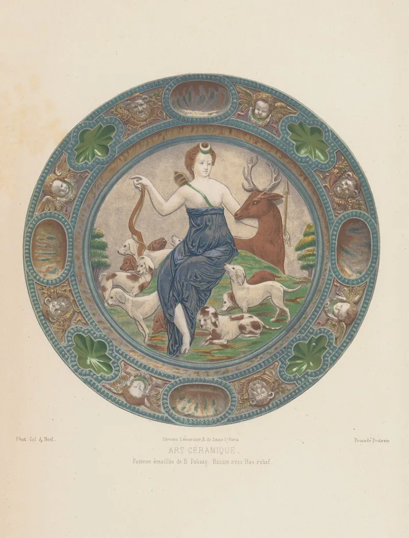 Faience Emaillee De B Palissy Bassin Avec Bas Relief Wall Art by Joseph Rose Lemercier - High-Resolution Digital Print