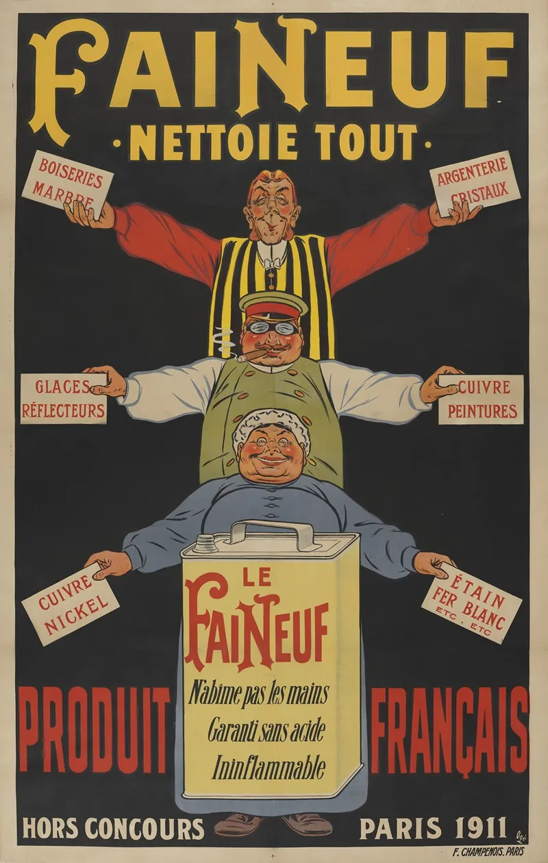 Faineuf Nettoie Tout Le Faineuf Nabime Pas Les Mains Garanti Sans Acide Ininflammable Produit Francais Wall Art by Eugène Ogé - High-Resolution Digital Print
