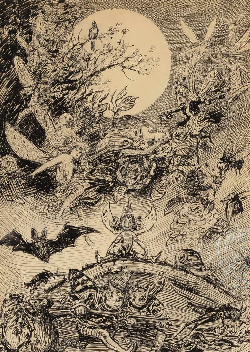 Fairies And Elves In The Moonlight Wall Art by Reginald Bathurst Birch - High-Resolution Digital Print