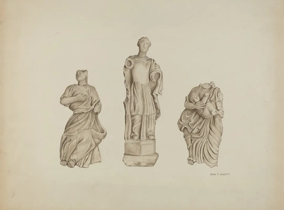 Faith Hope And Charity Stone Figures From Facade Of Mission