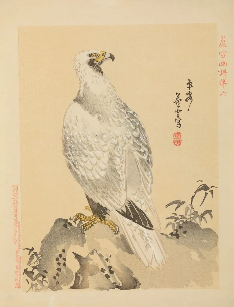 Falcon On A Rock Wall Art by Rosetsu - High-Resolution Digital Print