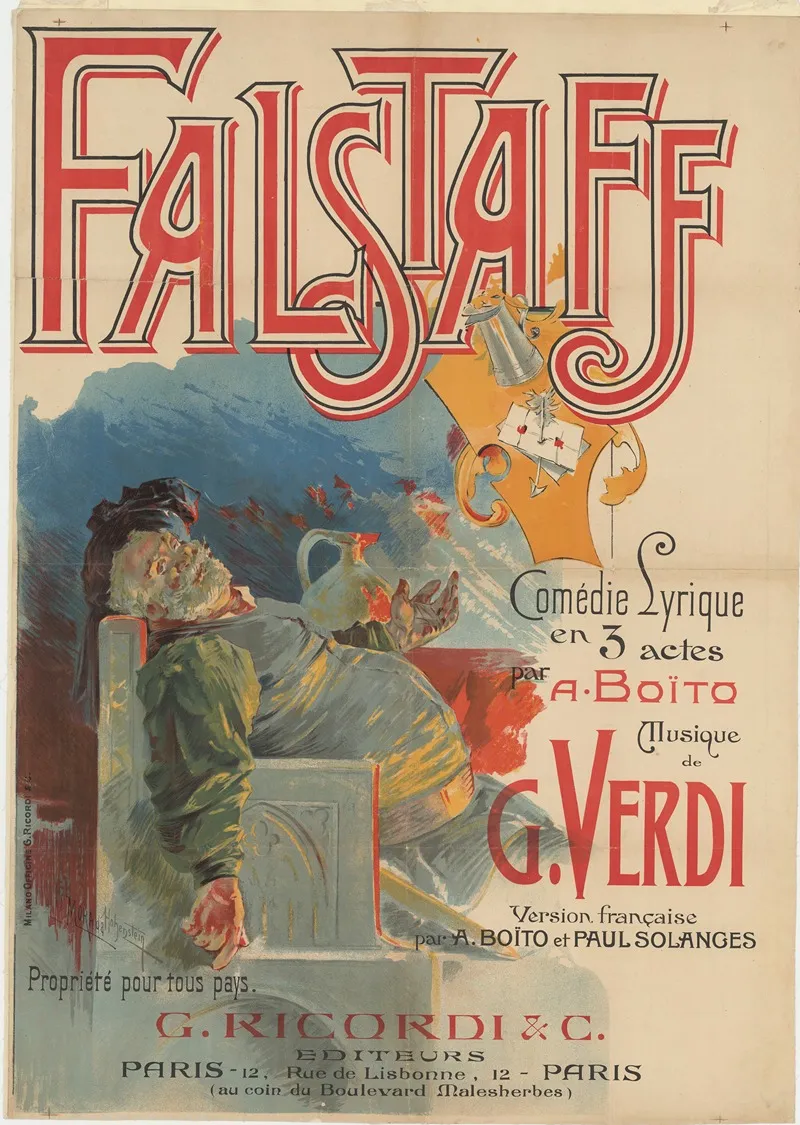 Falstaff Comedie Lyrique E 3 Actes Par A Boito Musique De G Verdi Wall Art by Adolfo Hohenstein - High-Resolution Digital Print