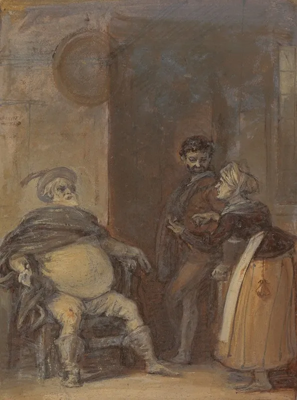 Falstaff With Mistress Quickly And Bardolph Wall Art by Robert Smirke - High-Resolution Digital Print