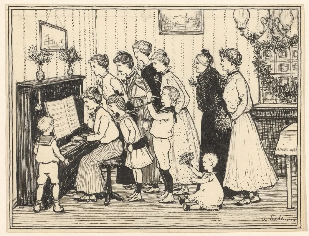 Familie Rond Een Piano