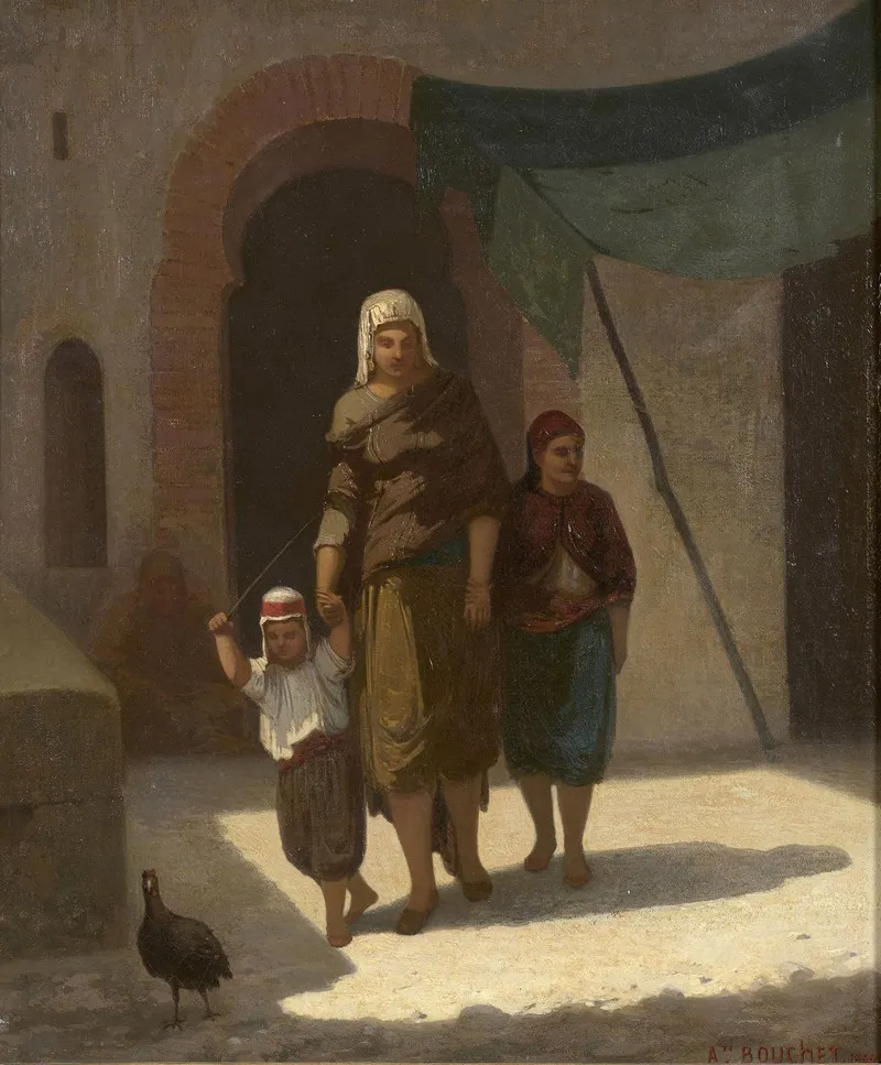 Famille Orientale Rabattant Un Volatile Wall Art by Auguste Bouchet - High-Resolution Digital Print