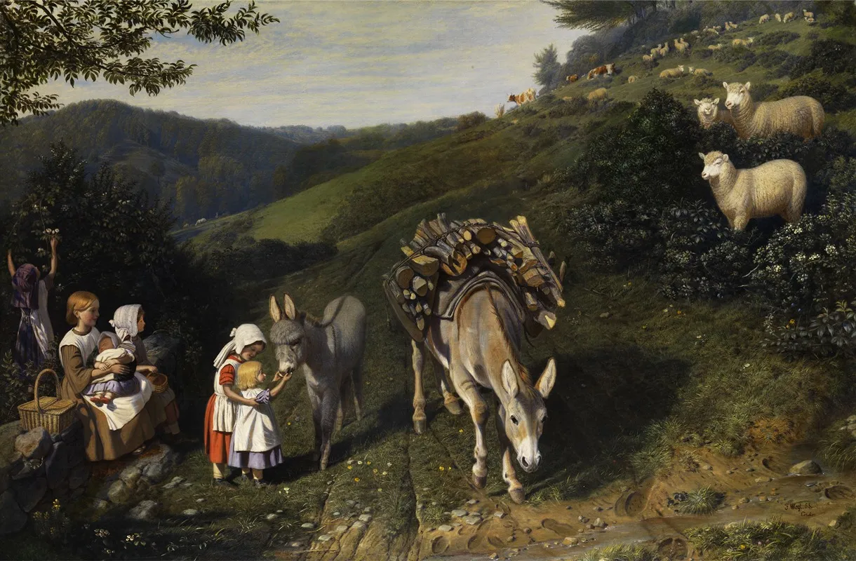 Family In Idyllic Countryside Wall Art by Friedrich Wilhelm Keyl - High-Resolution Digital Print