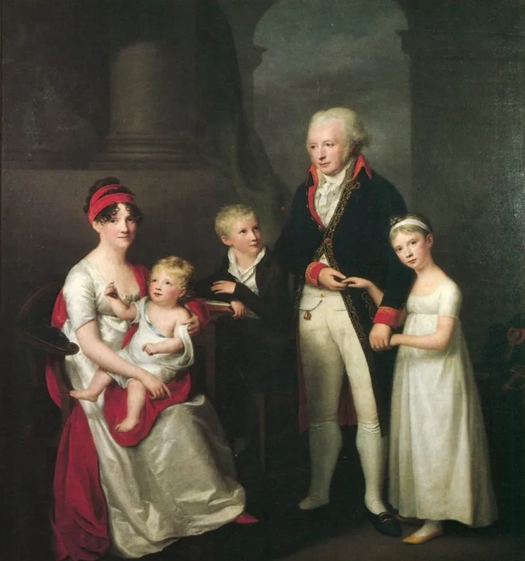 Family Portrait Of Lubeck Merchant Marc Andre Souchay 1759 1814 His Wife Cornelia 1765 1838 And Their Children Wall Art by Friedrich Carl Gröger - High-Resolution Digital Print