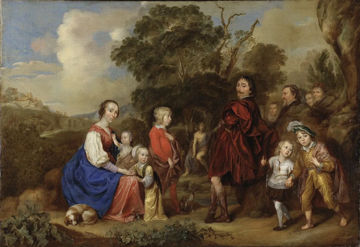 Family Portrait With St John The Baptist Wall Art by Jan Mijtens - High-Resolution Digital Print