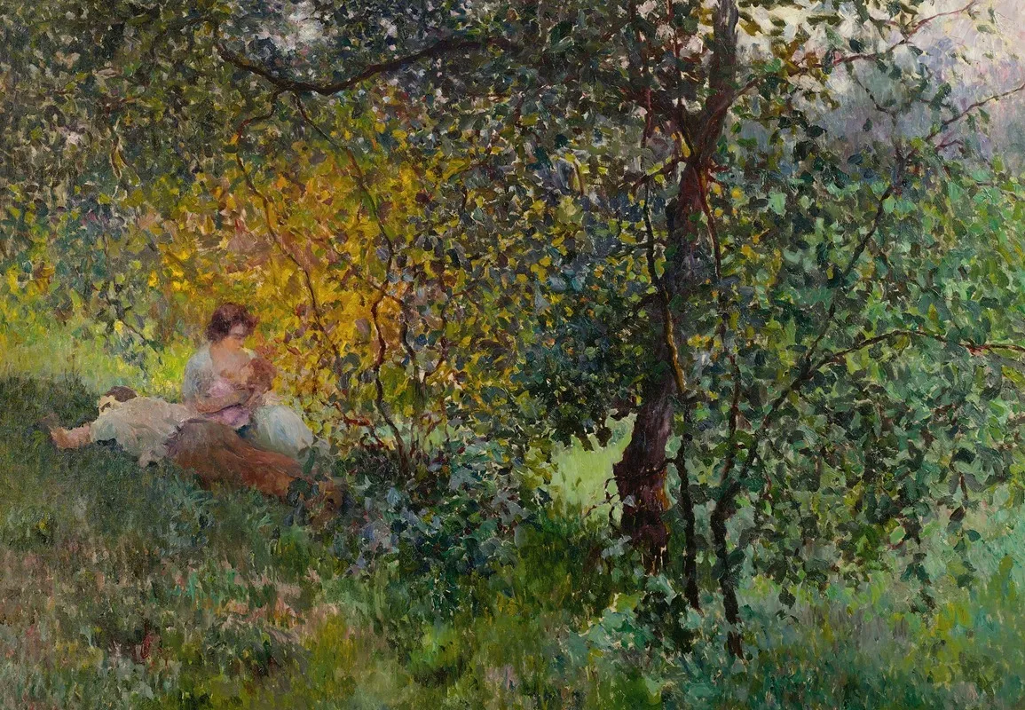 Family Resting In A Park Wall Art by Luis Graner i Arrufi - High-Resolution Digital Print