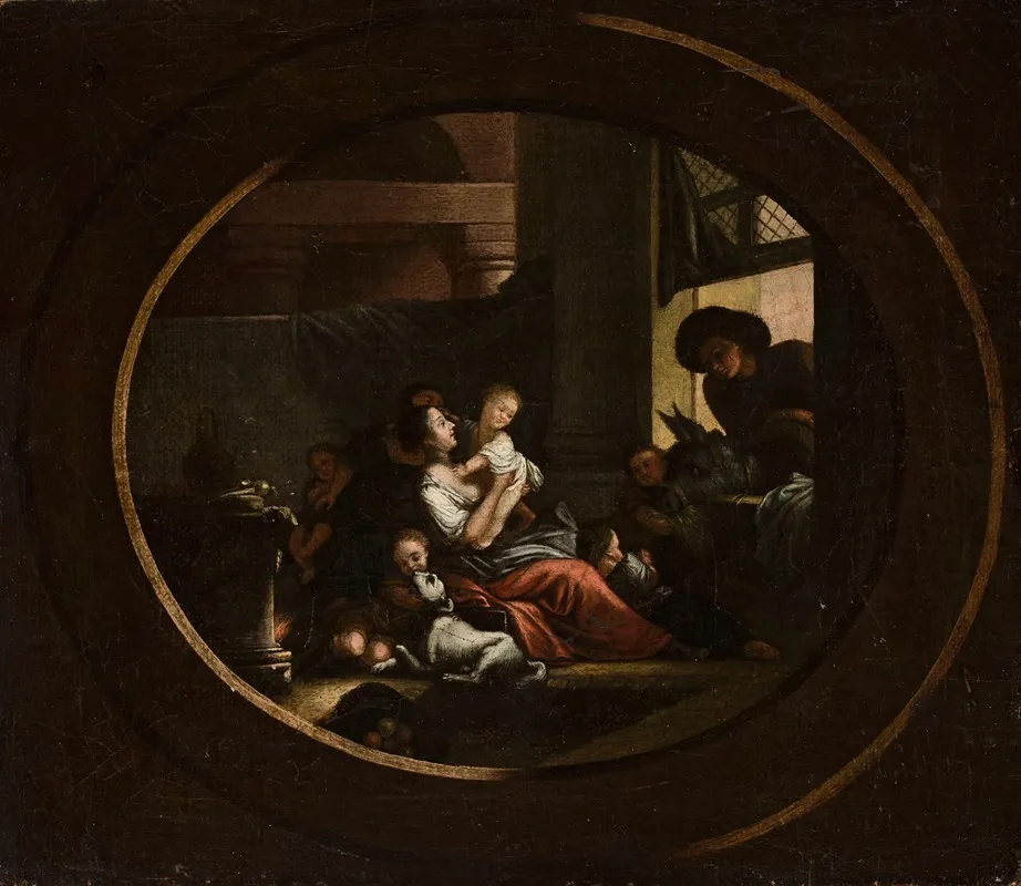Family Scene In An Interior Wall Art by Johann Niedermann - High-Resolution Digital Print