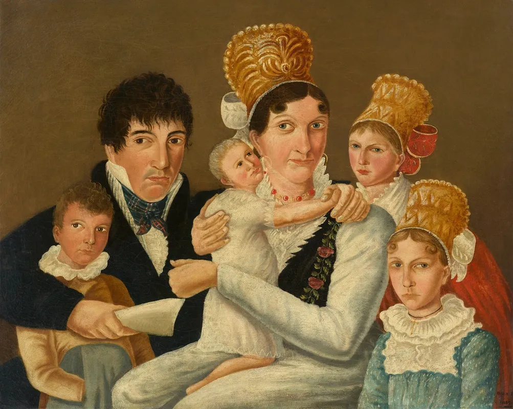 Family Wearing Traditional Stuhlingen Costume Wall Art by Josef Franz Auer - High-Resolution Digital Print