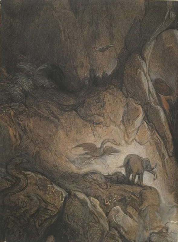 Fantastic Gorge With Animals And Figures