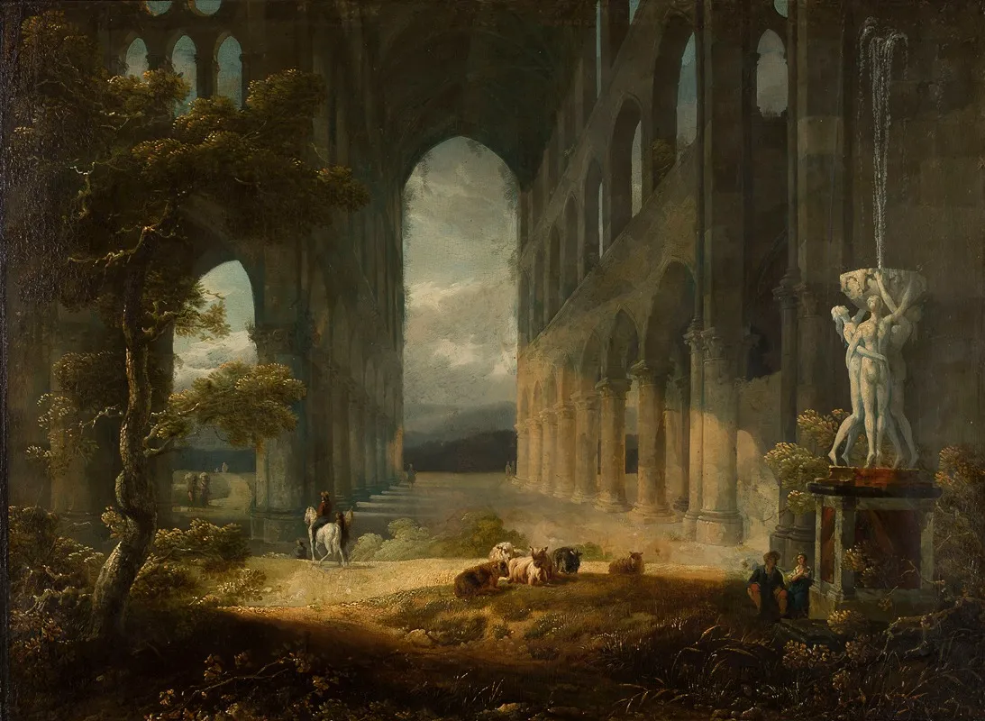 Fantastical Ruins With A Pastoral Scene
