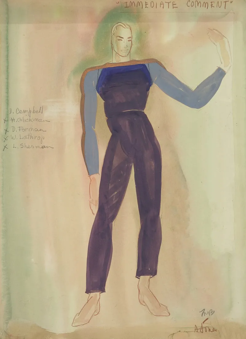 Fantasy 1939 Immediate Comment Purple Trousers Purple Sweater Wall Art by Alex Jones - High-Resolution Digital Print