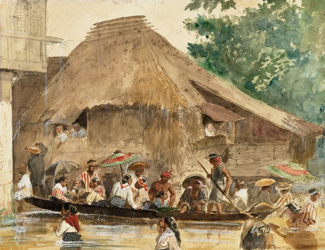 Far East A Street In Manila During The Flood Wall Art by Charles Wirgman - High-Resolution Digital Print