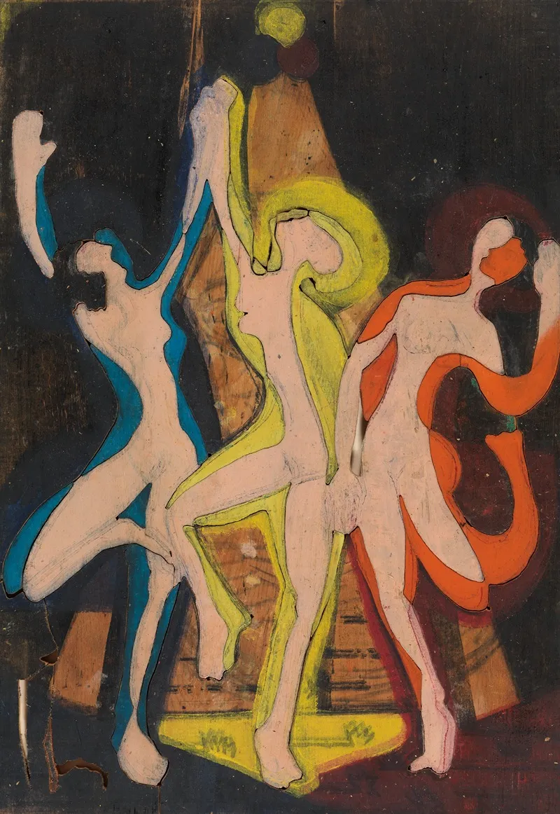 Farbentanz Farbstock Ii Wall Art by Ernst Ludwig Kirchner - High-Resolution Digital Print