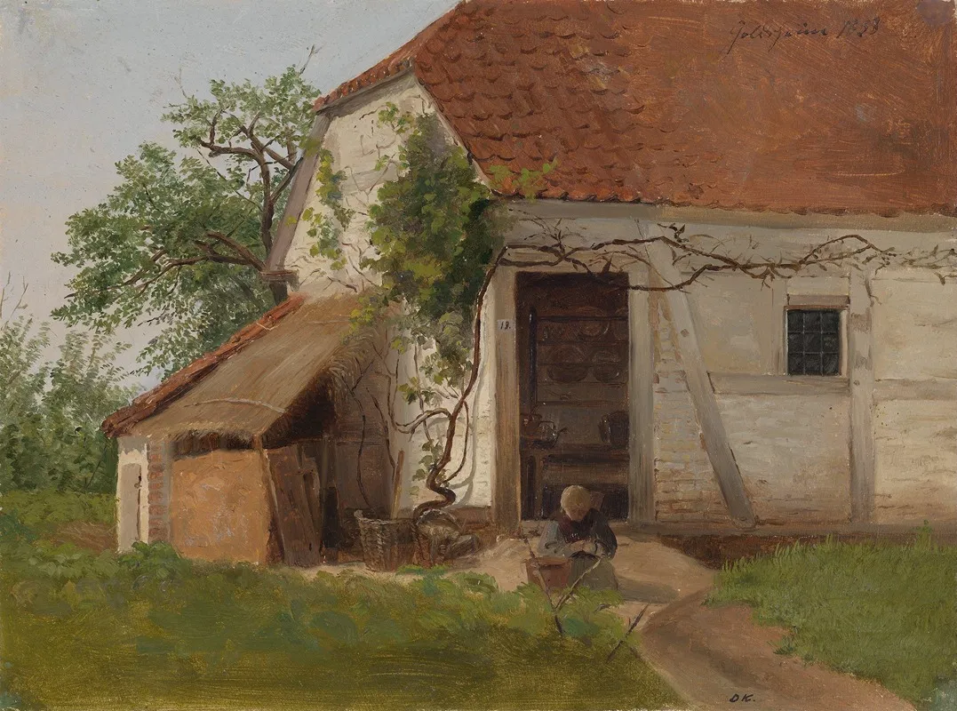 Farm At Goldsheim Wall Art by Adolph Tidemand - High-Resolution Digital Print