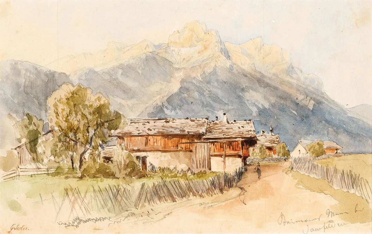 Farm Houses At The Steinernes Meer Mountains Near Saalfelden