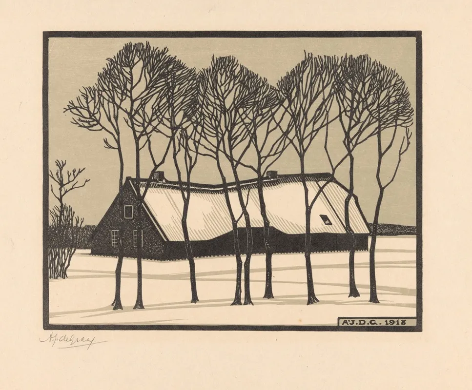 Farm In The Snow Wall Art by Julie de Graag - High-Resolution Digital Print