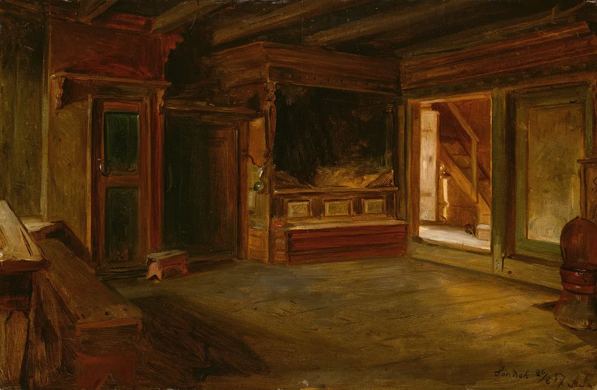 Farm Interior From Sandak Wall Art by Adolph Tidemand - High-Resolution Digital Print