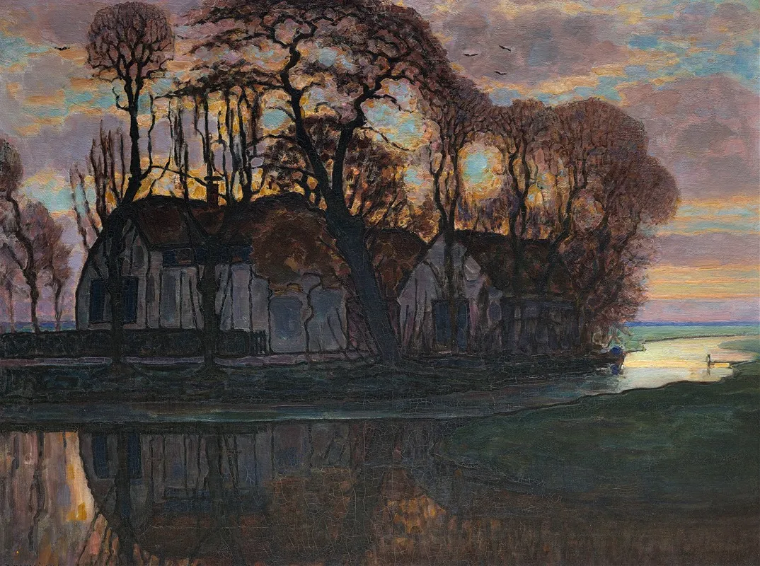 Farm Near Duivendrecht In The Evening