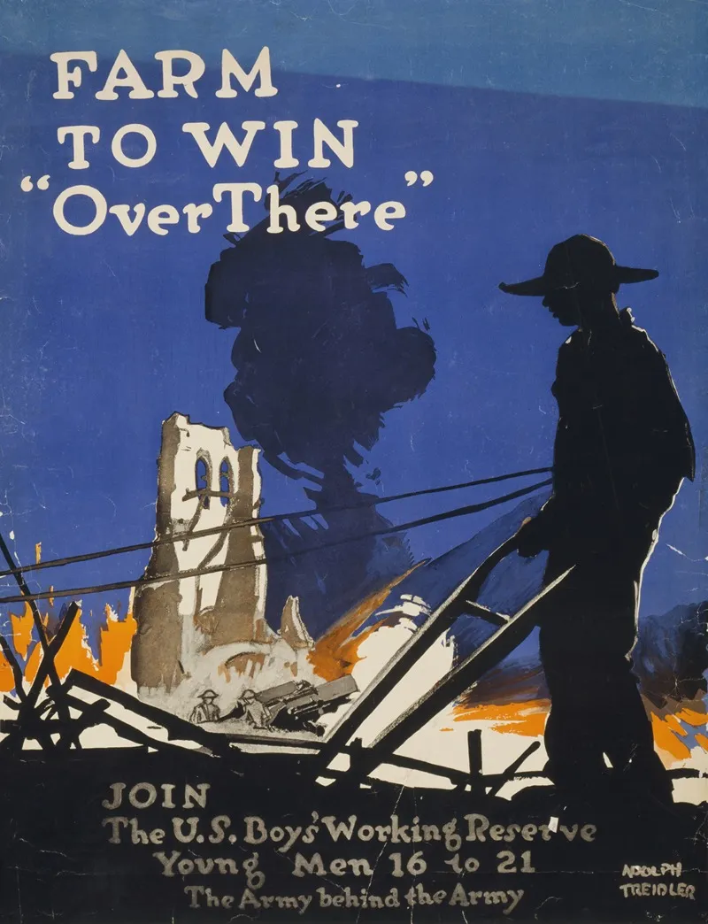 Farm To Win Over There Wall Art by Adolph Treidler - High-Resolution Digital Print