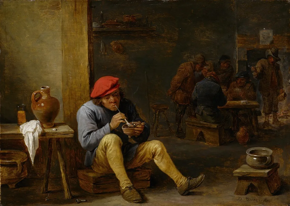 Farmer In A Tavern Lighting His Pipe