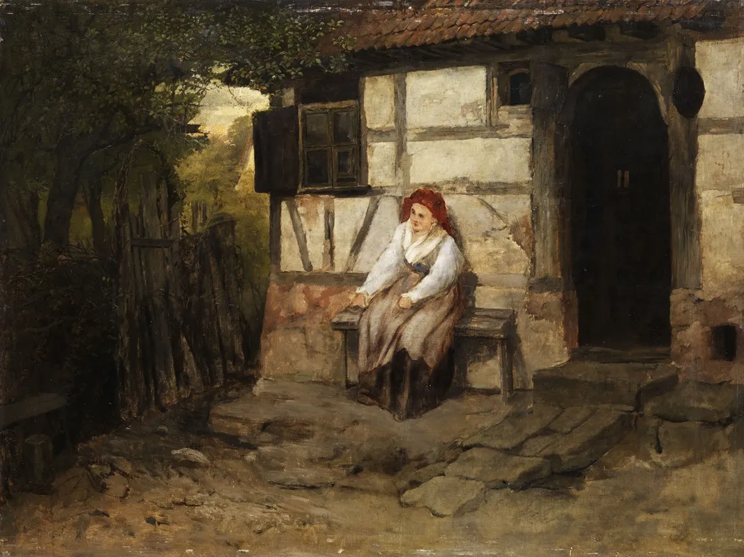 Farmers Wife Sitting In Front Of The House