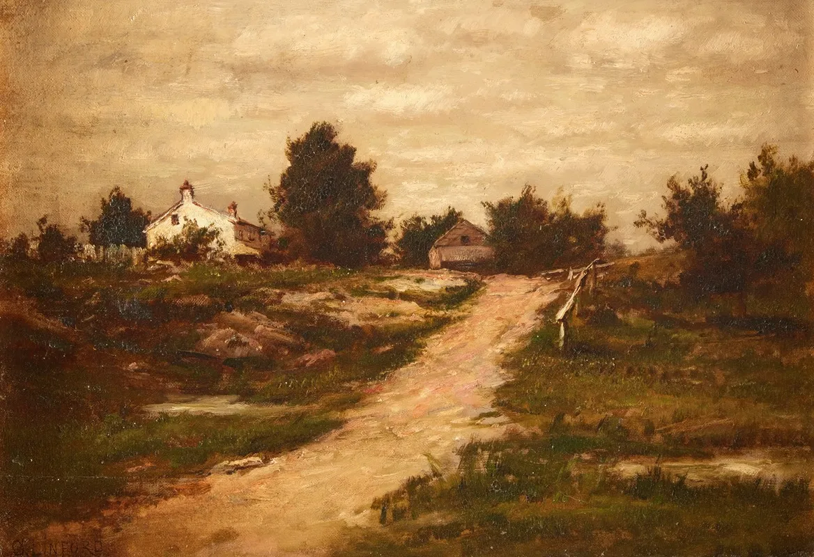 Farmhouse On A Hill Wall Art by Charles Linford - High-Resolution Digital Print