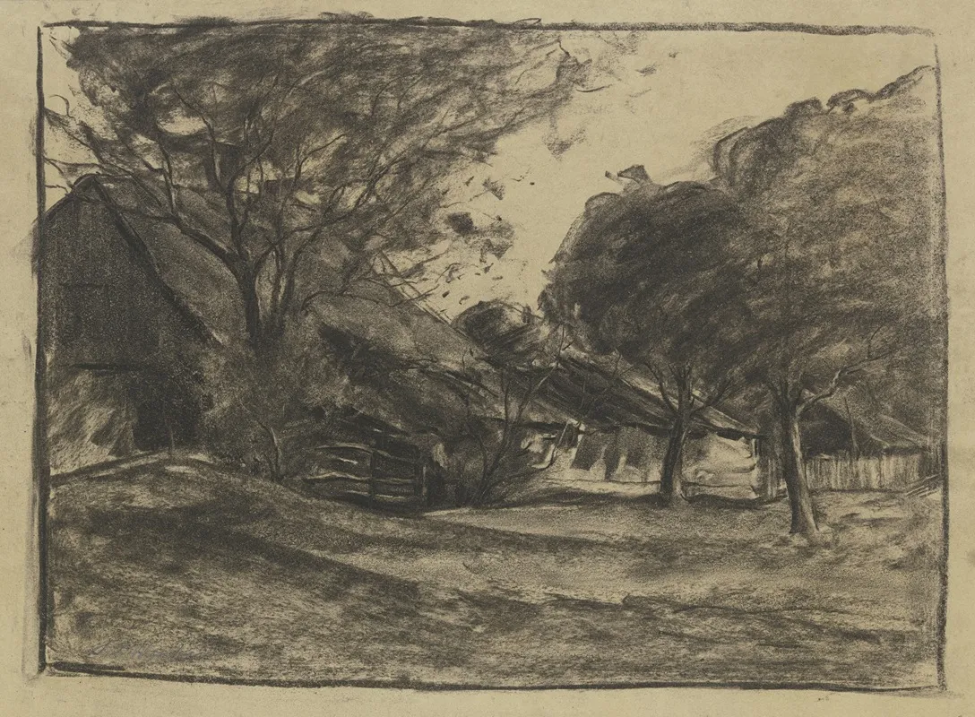 Farmhouses Under Trees Wall Art by Sion Longley Wenban - High-Resolution Digital Print