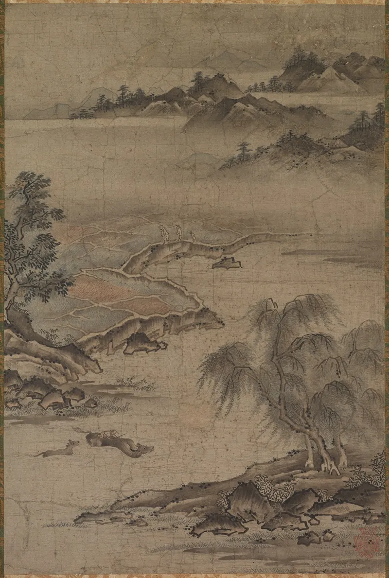 Farming And Herding Buffalo In Summer Wall Art by Kano Hideyori - High-Resolution Digital Print