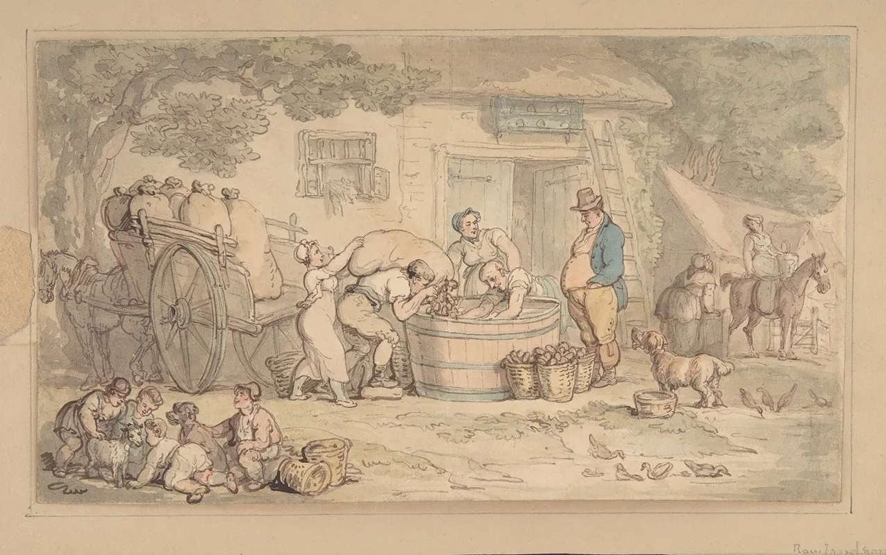 Farming Scene Wall Art by Thomas Rowlandson - High-Resolution Digital Print