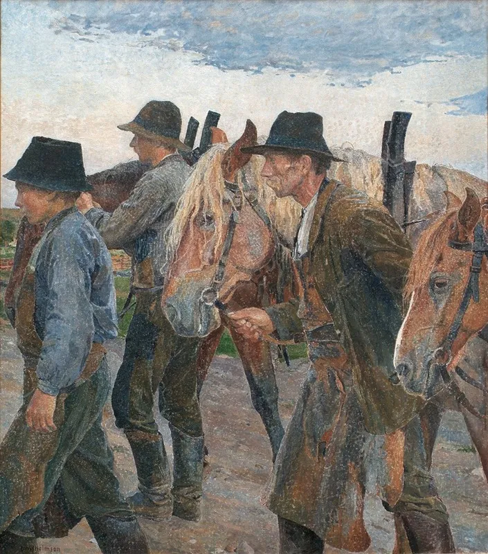 Farmworkers From Uppland Wall Art by Carl Wilhelmson - High-Resolution Digital Print