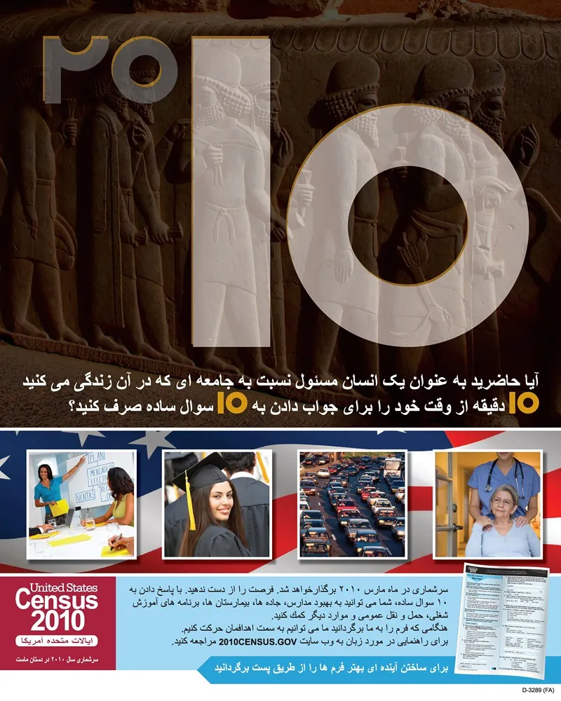 Farsi Awareness Poster by Bureau of the Census - High-Resolution Digital Print