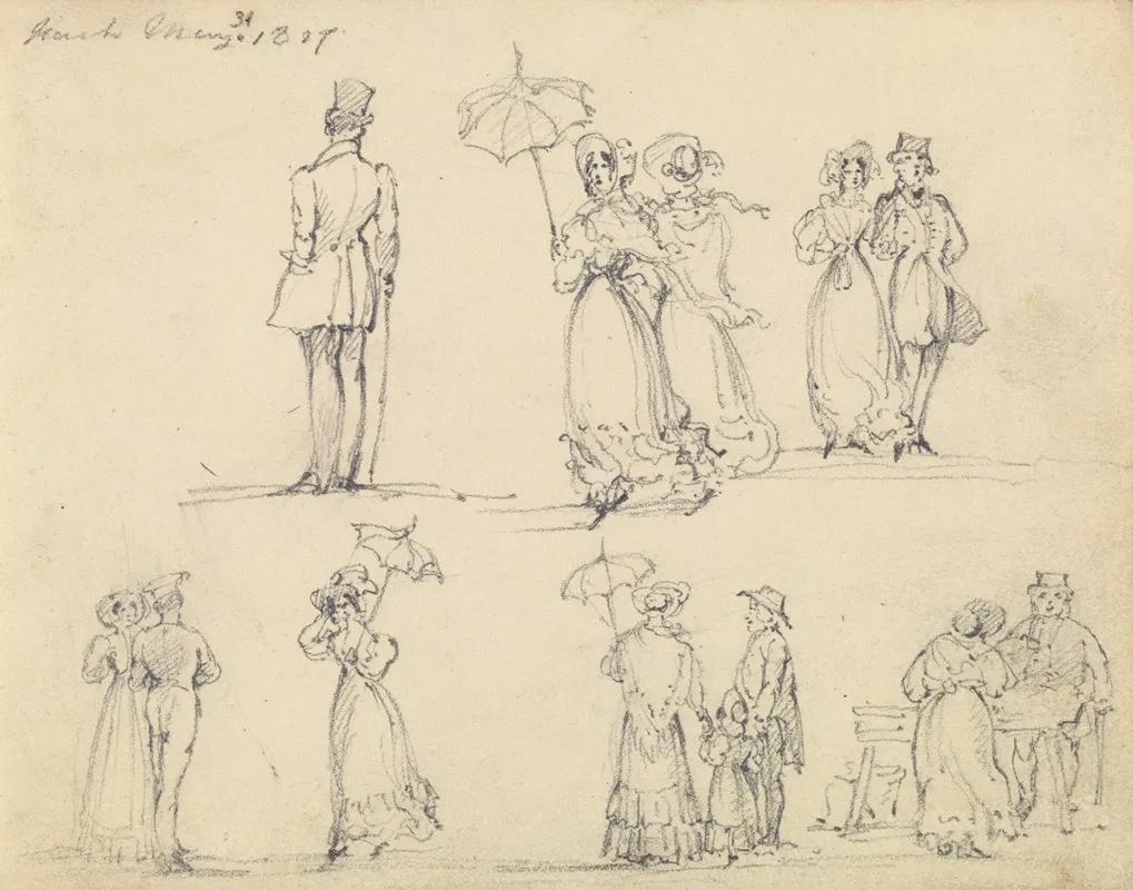 Fashionable Men And Women Promenading Wall Art by Joseph Nash - High-Resolution Digital Print