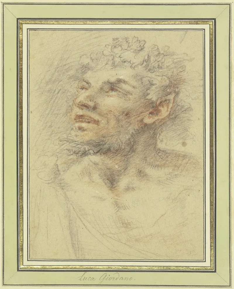 Faunkopf Mit Weinlaub Bekranzt Wall Art by Luca Giordano - High-Resolution Digital Print
