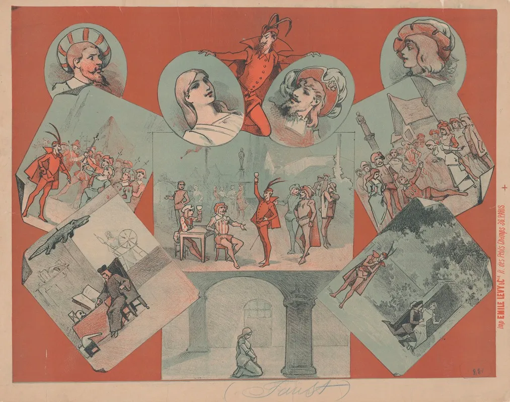 Faust Opera Paroles De Jules Barbier Et Michel Carre Musique De Charles Gounod Wall Art by Imp. Emile Lévy - High-Resolution Digital Print