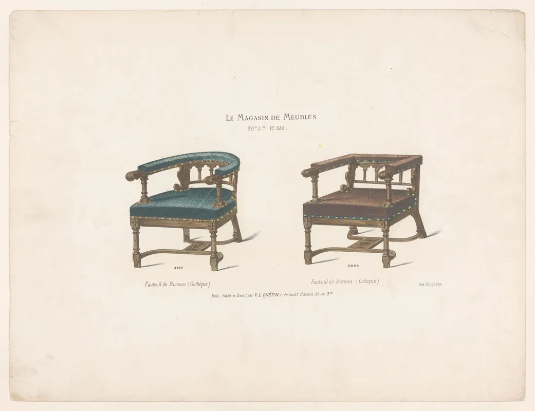 Fauteuil De Bureau Gothique Wall Art by Victor Léon Michel Quétin - High-Resolution Digital Print
